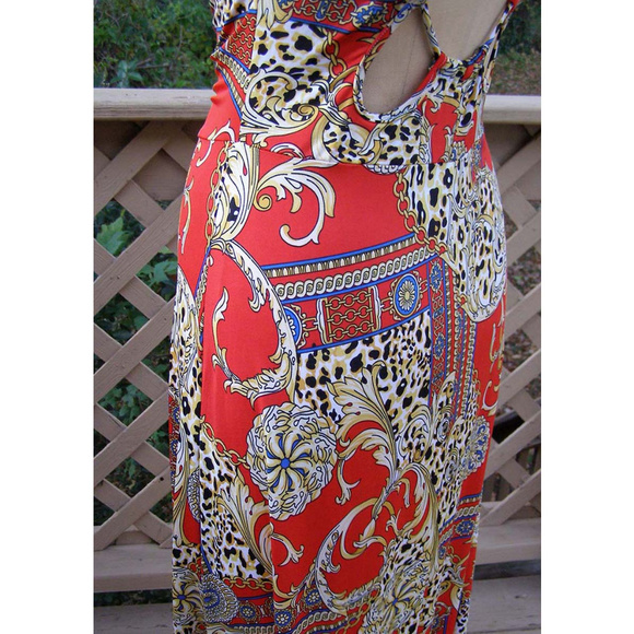 New Bold Print SEXY maxi dress by POINT sz M 6-8 - Picture 6 of 7